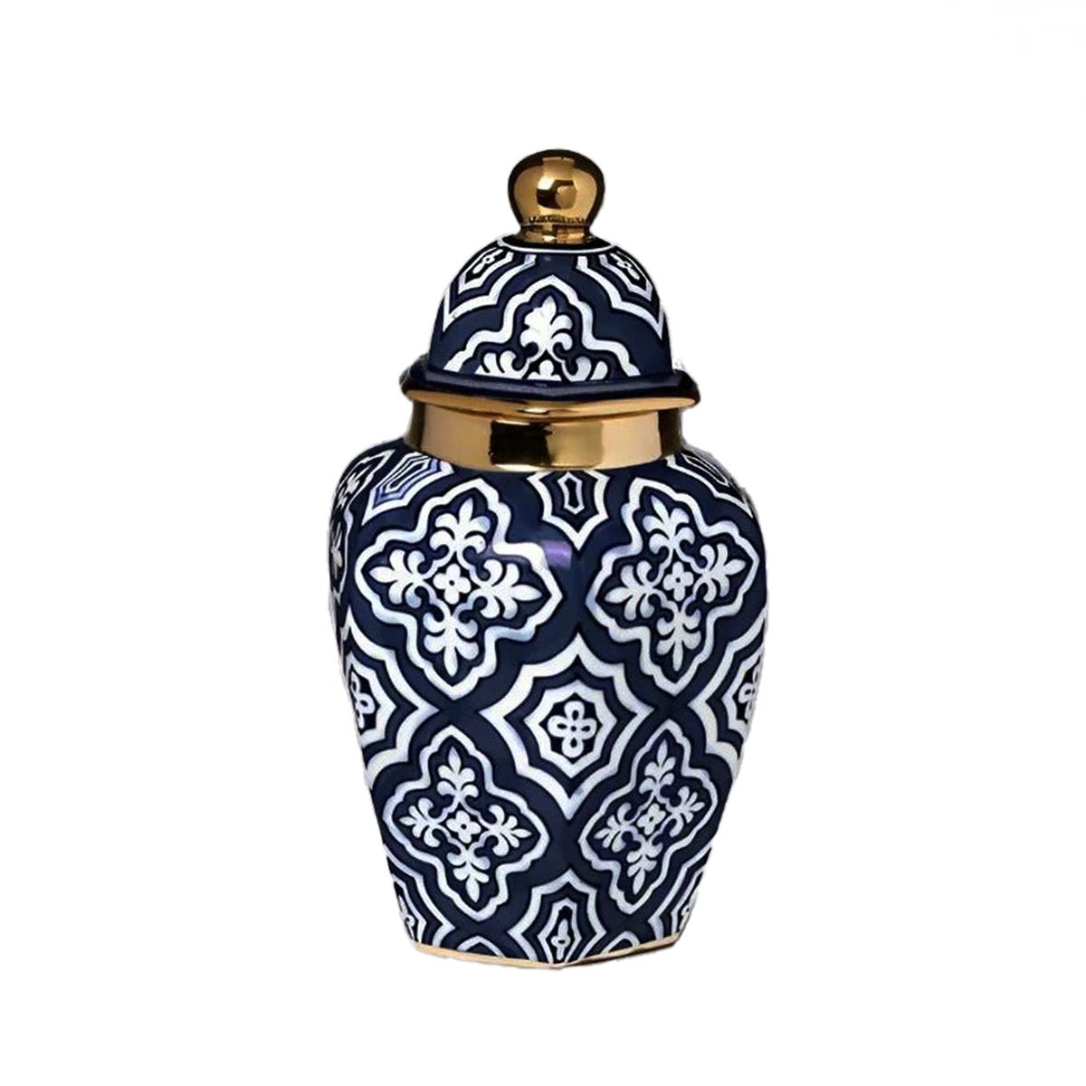 Belle Tangier Ceramic Ginger Jar, Navy & Gold