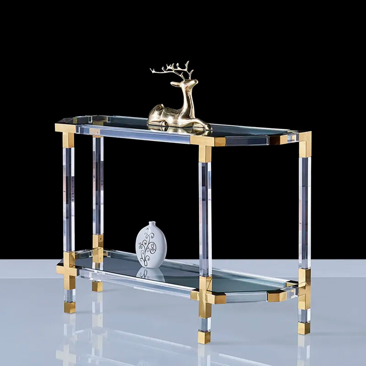 Luxury Lucite Acrylic Console Table Glass Top