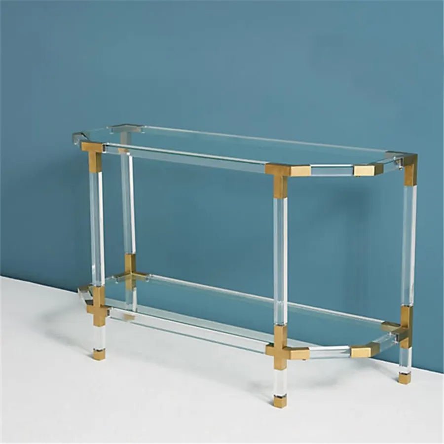 Luxury Lucite Acrylic Console Table Glass Top