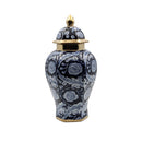 Luxury Navy Blue Floral Temple Jar with LidLuxury Co