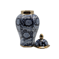 Luxury Navy Blue Floral Temple Jar with LidLuxury Co