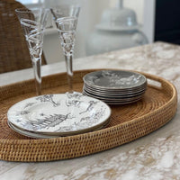 Mandalay Oval Rattan Tray Set Natural Finish - Luxury Co