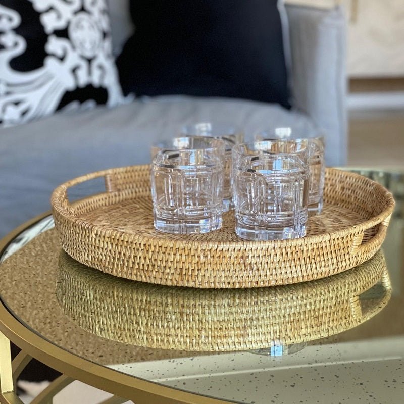 Mandalay Oval Rattan Tray Set Natural Finish - Luxury Co