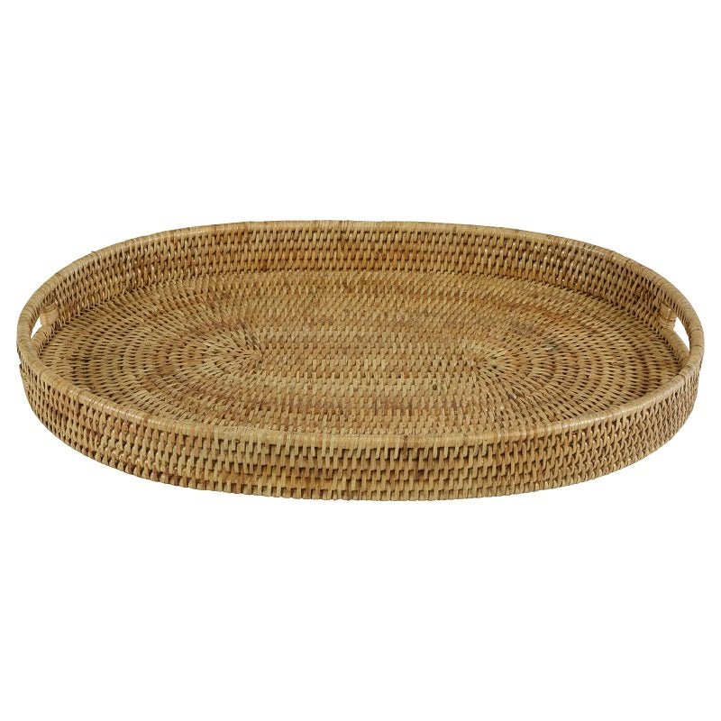 Mandalay Oval Rattan Tray Set Natural Finish - Luxury Co