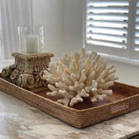 Mandalay Small Rectangle Rattan Tray Natural Finish - Luxury Co