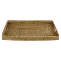 Mandalay Small Rectangle Rattan Tray Natural Finish - Luxury Co