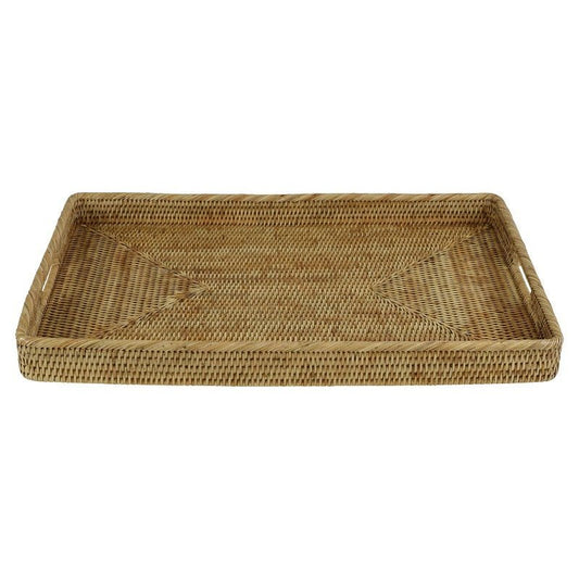 Mandalay Small Rectangle Rattan Tray Natural Finish - Luxury Co