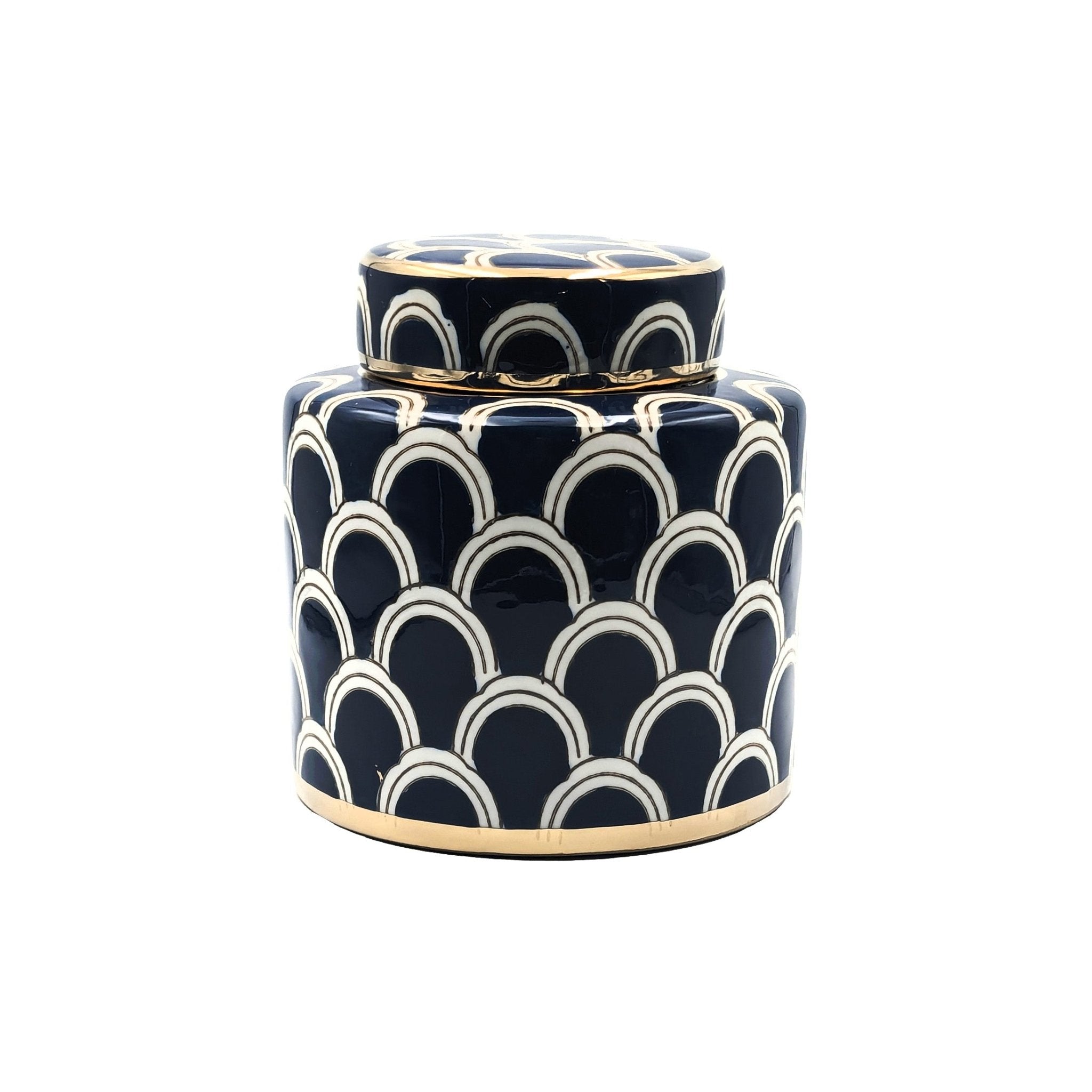 Matisse Ceramic Ginger Jar - Navy & Gold