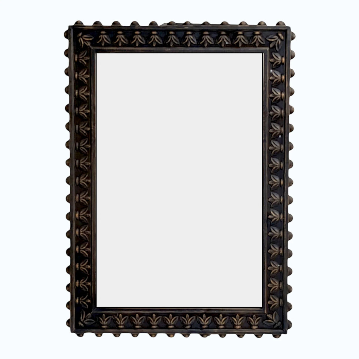 Carved Leaf Wooden Wall Mirror