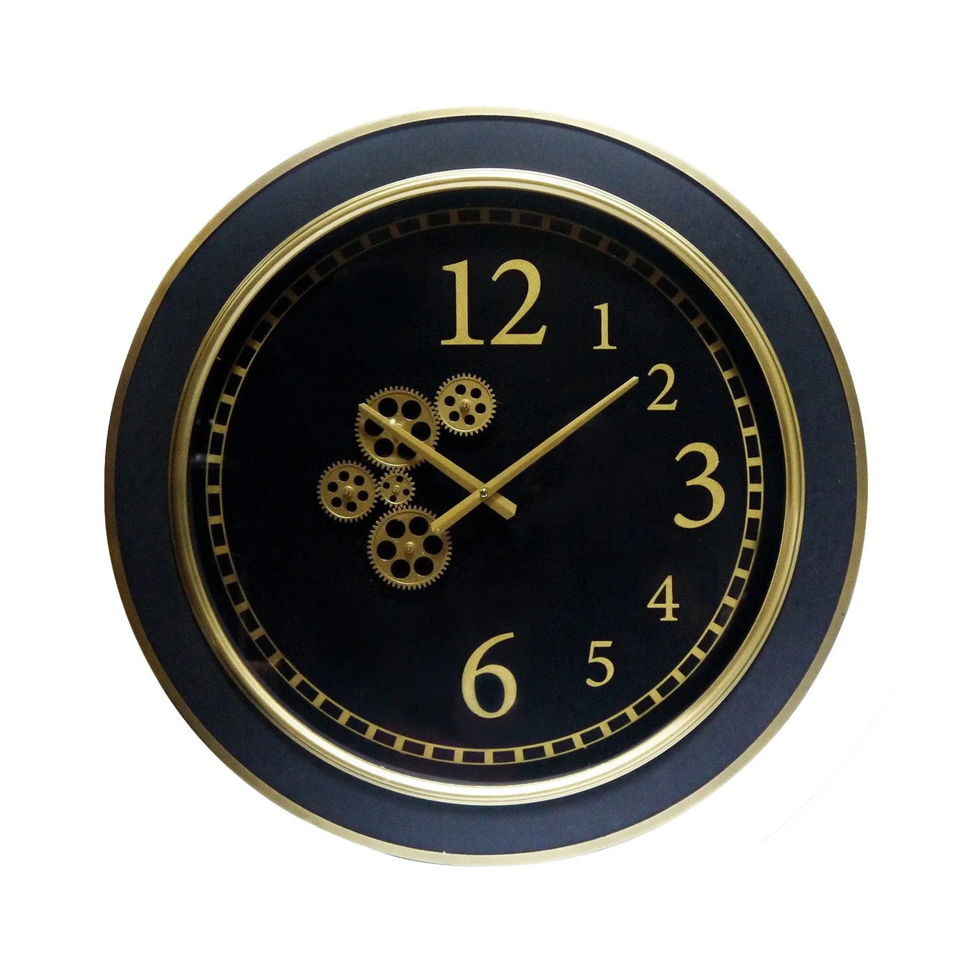 Modern Round Wall Gear Clock Black/Gold