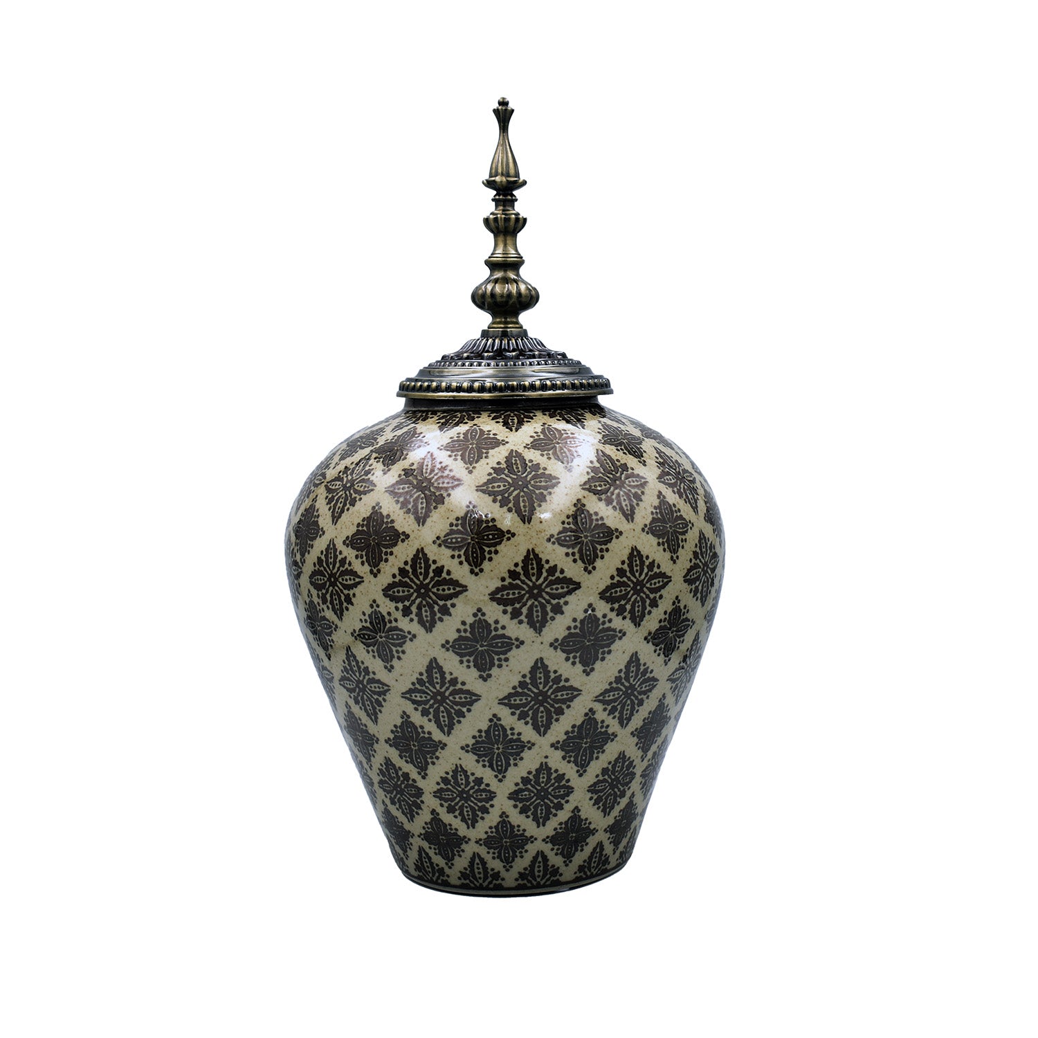 Moroccan Style Ginger Jar Brown Taupe Brass 41cm