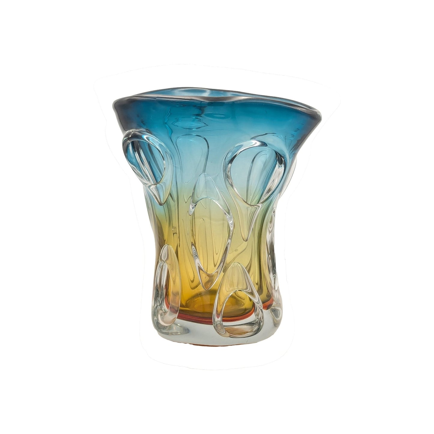 Murano Boho Glass Vase Blue & Yellow, Hand BlownLuxury Co