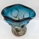 Murano Boho Glass Vase Blue & Yellow, Hand BlownLuxury Co