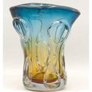 Murano Boho Glass Vase Blue & Yellow, Hand BlownLuxury Co