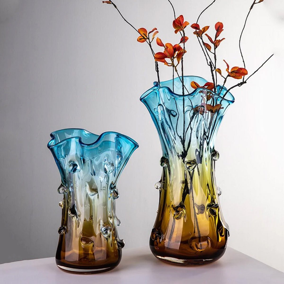 Natalie Hand Blown Coloured Glass Vase Murano Style - Luxury Co