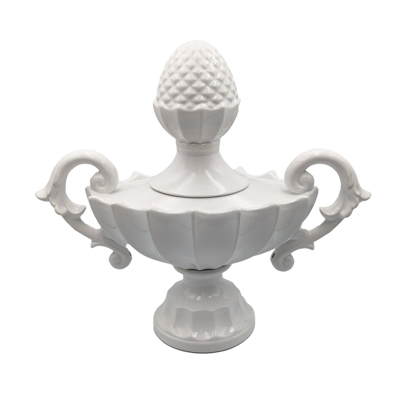 Nera White Gloss Decorative Lidded Urn