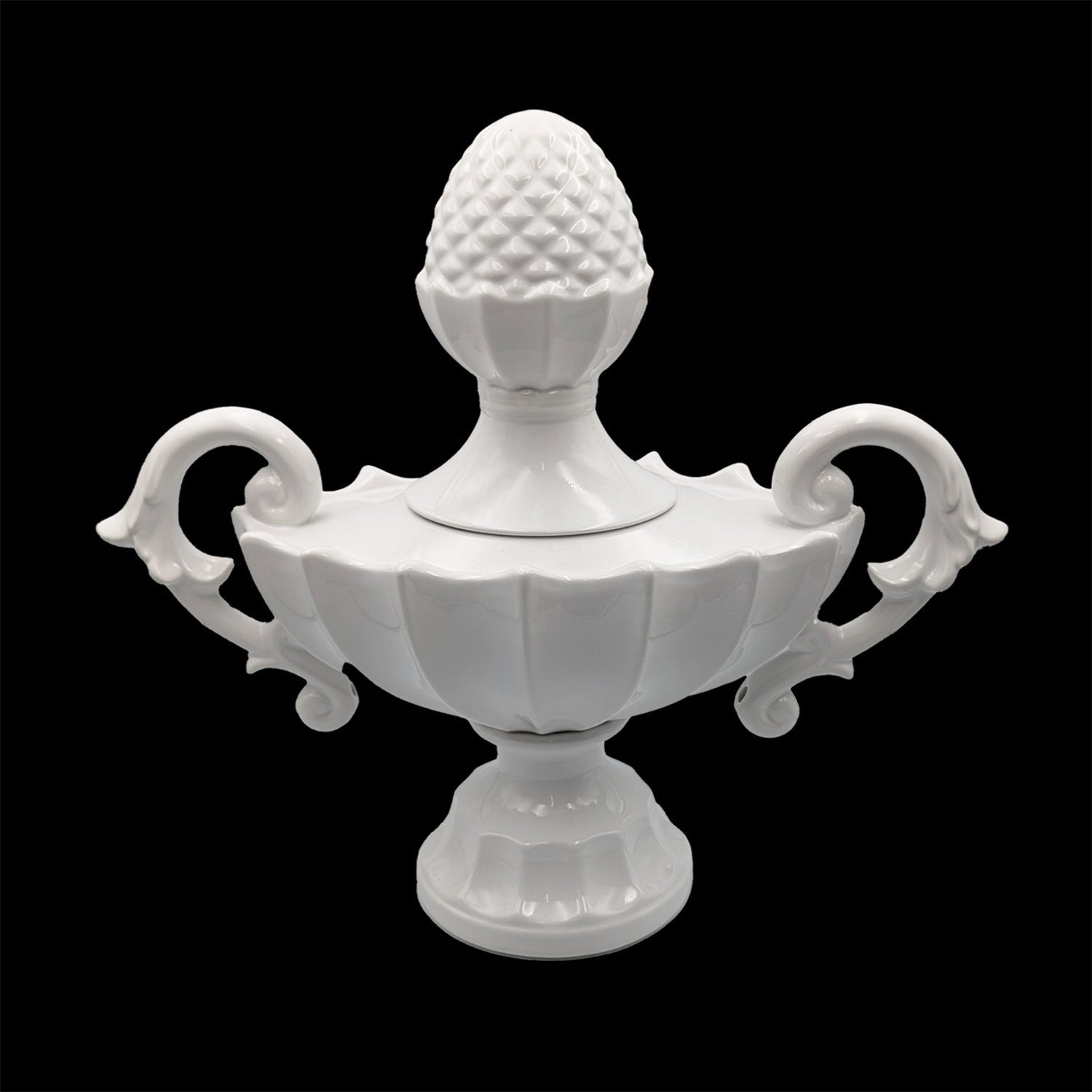 Nera White Gloss Decorative Lidded UrnLuxury Co