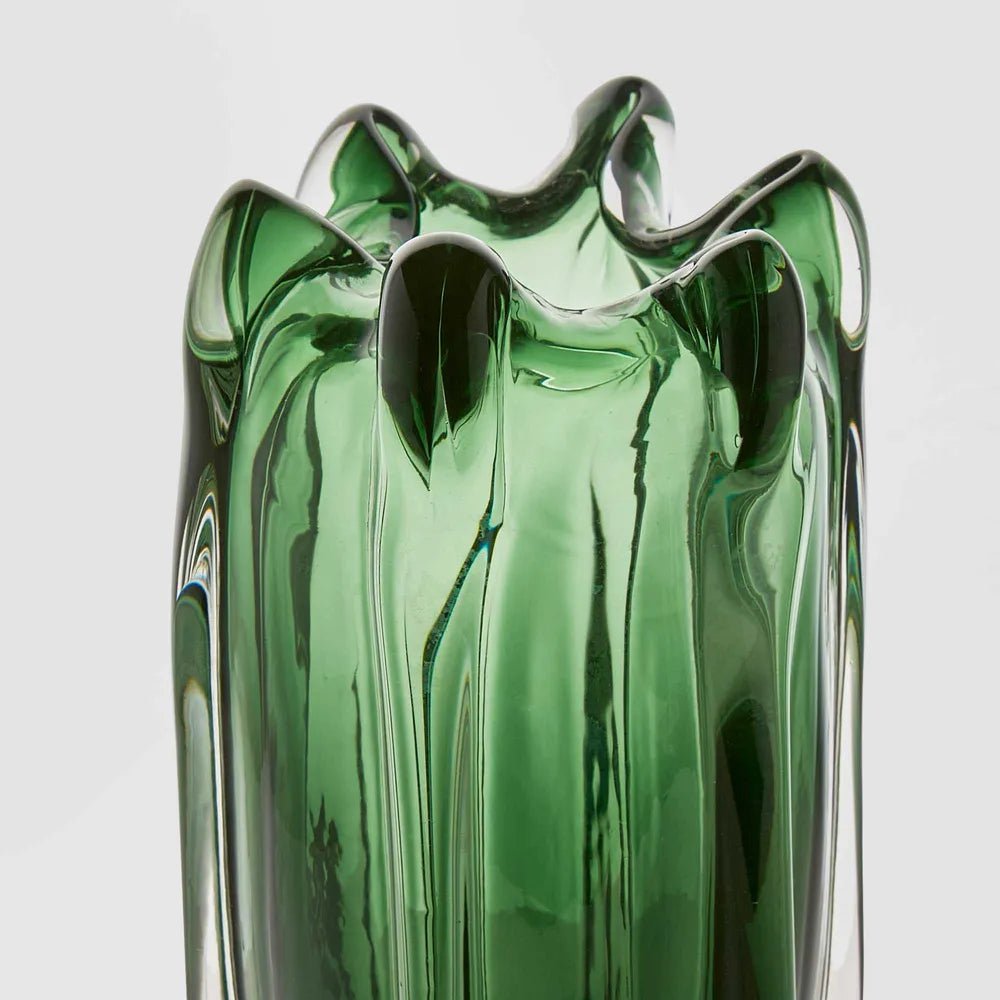 Noria Large Green Glass Vase Elegant Decor 28cm