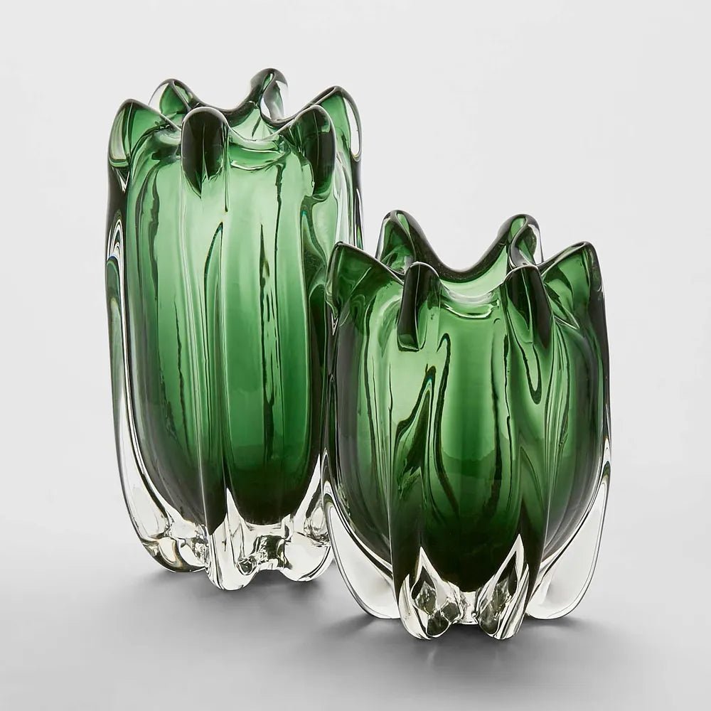 Noria Small Green Glass Vase Elegant Decor Accent - Luxury Co