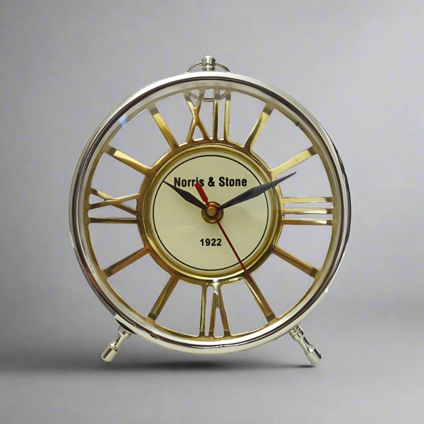 Norris & Stone Modern Round Mantel Clock Silver/Gold