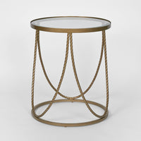 Palais Round Side Table Glass Top - Metal Gold Finish - Luxury Co