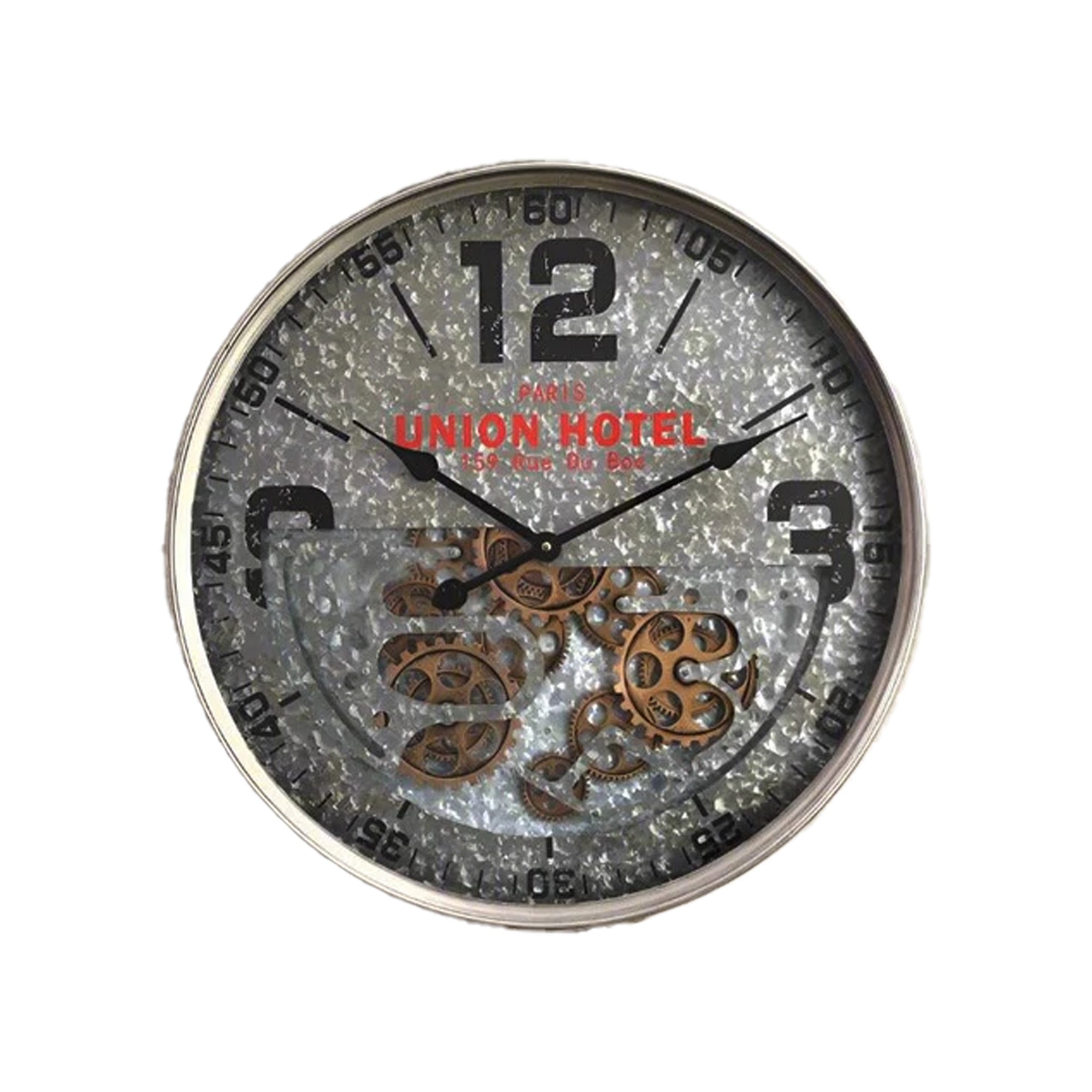 Paris Union Hotel Wall Clock Gear Moving 60cm