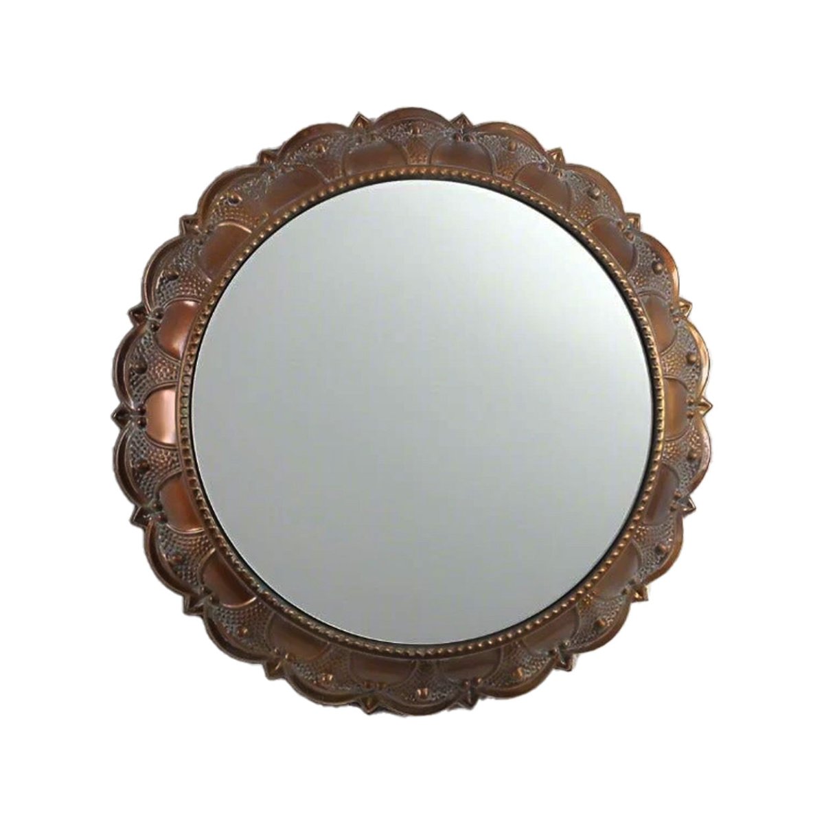 Persian Ornate Round Mirror Copper Brown 40cm