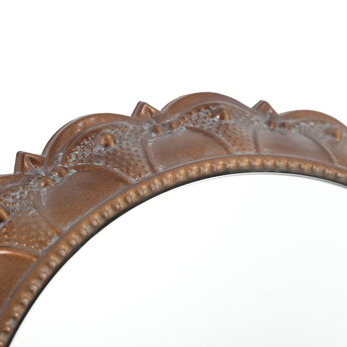 Persian Ornate Round Mirror Copper Brown 40cm - Luxury Co