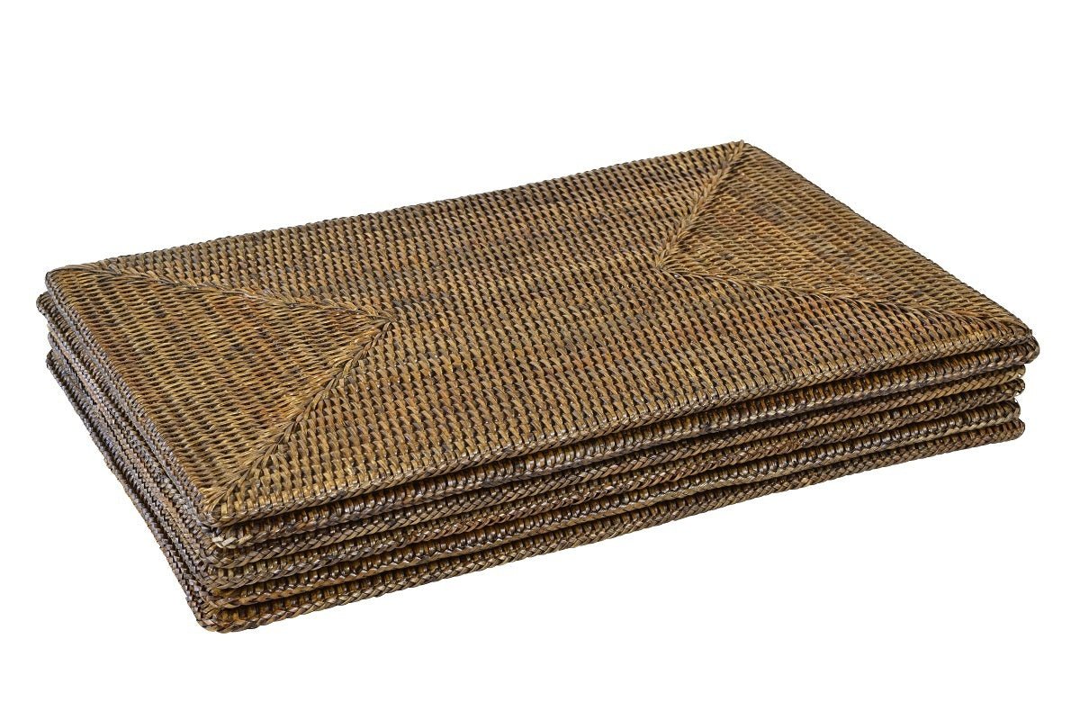 Plantation Rectangle Rattan Placemats Set