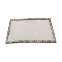 Platter Paisley Decorative Rectangular Tray - White - Luxury Co