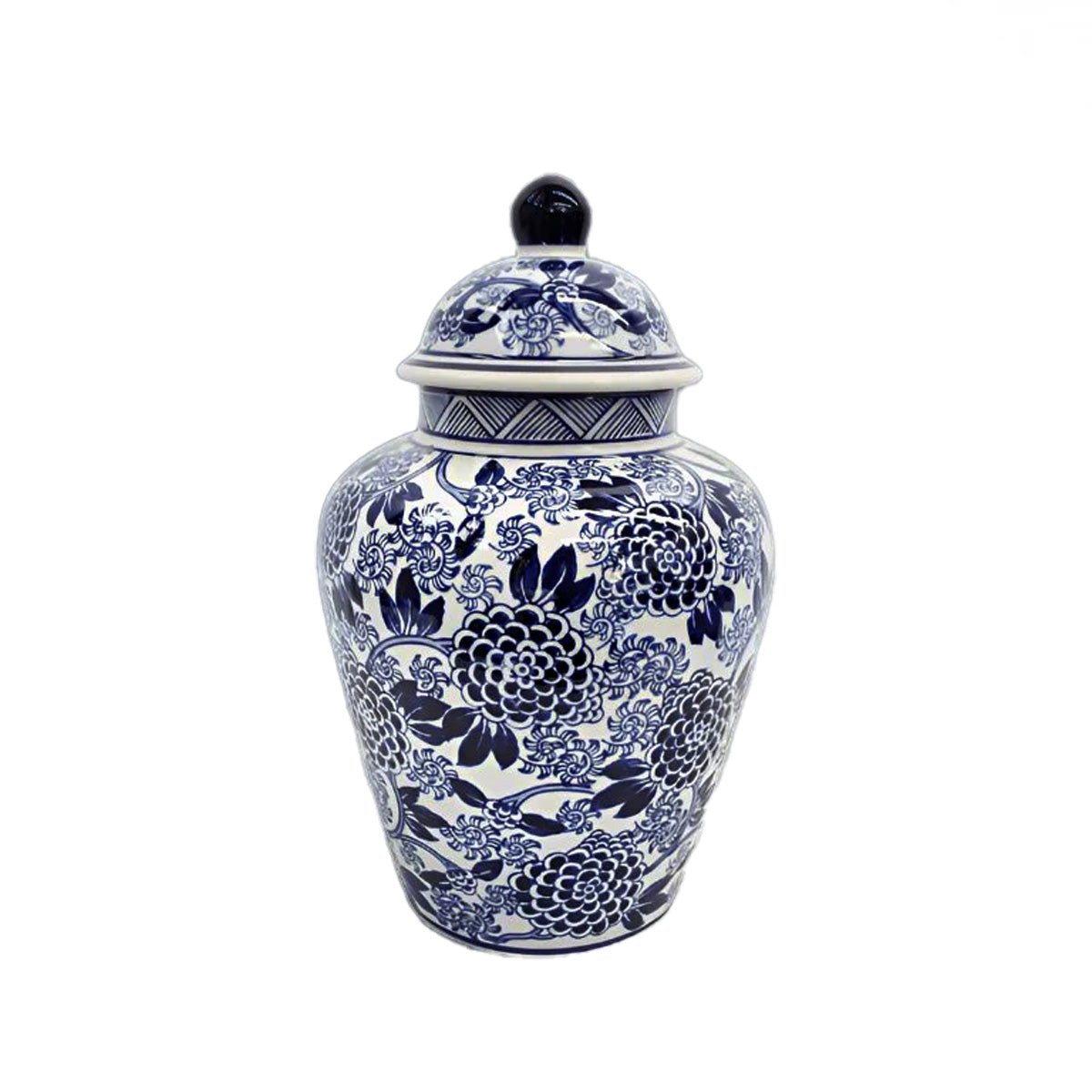 Porcelain Ginger Jar White Blue Chrysanthemum