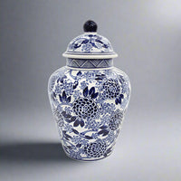 Porcelain Ginger Jar White Blue Chrysanthemum - Luxury Co