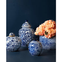 Porcelain Ginger Jar White Blue Chrysanthemum - Luxury Co