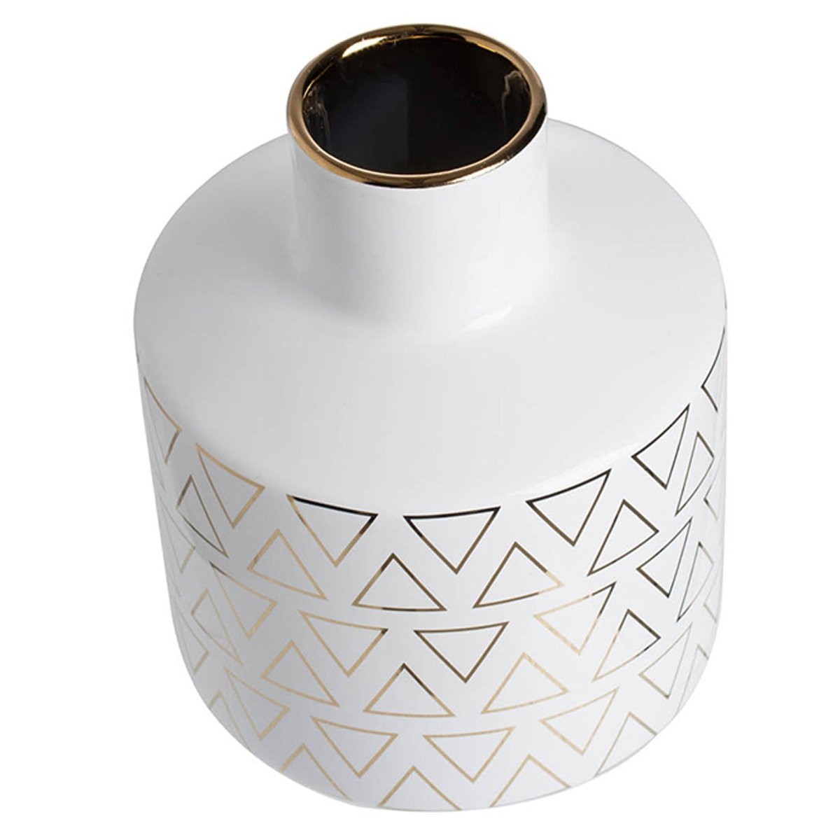 Portillo Ceramic Vase White & Gold 20cm - Luxury Co