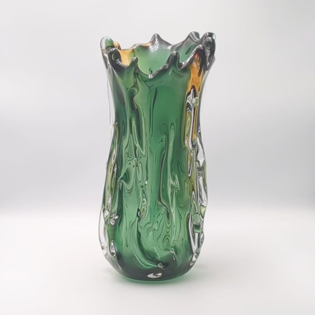 Hand Blown Murano Style Art Glass Vase