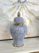 Hamptons Style Blue Dot Ceramic Temple Jar