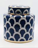 Matisse Ceramic Ginger Jar - Navy & Gold