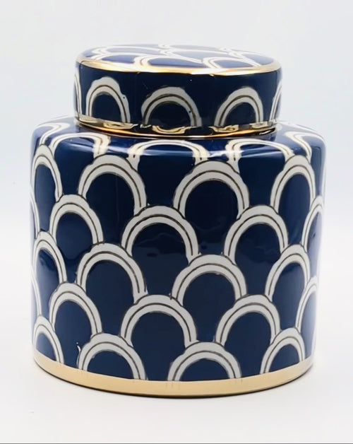 Matisse Navy Gold Fine Ceramic Jar Small