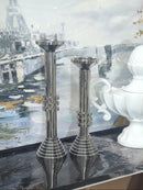 Modern Chrome Sculptural Candle Holder Set