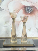 Refined Crystal & Bronze Candle Holder Set
