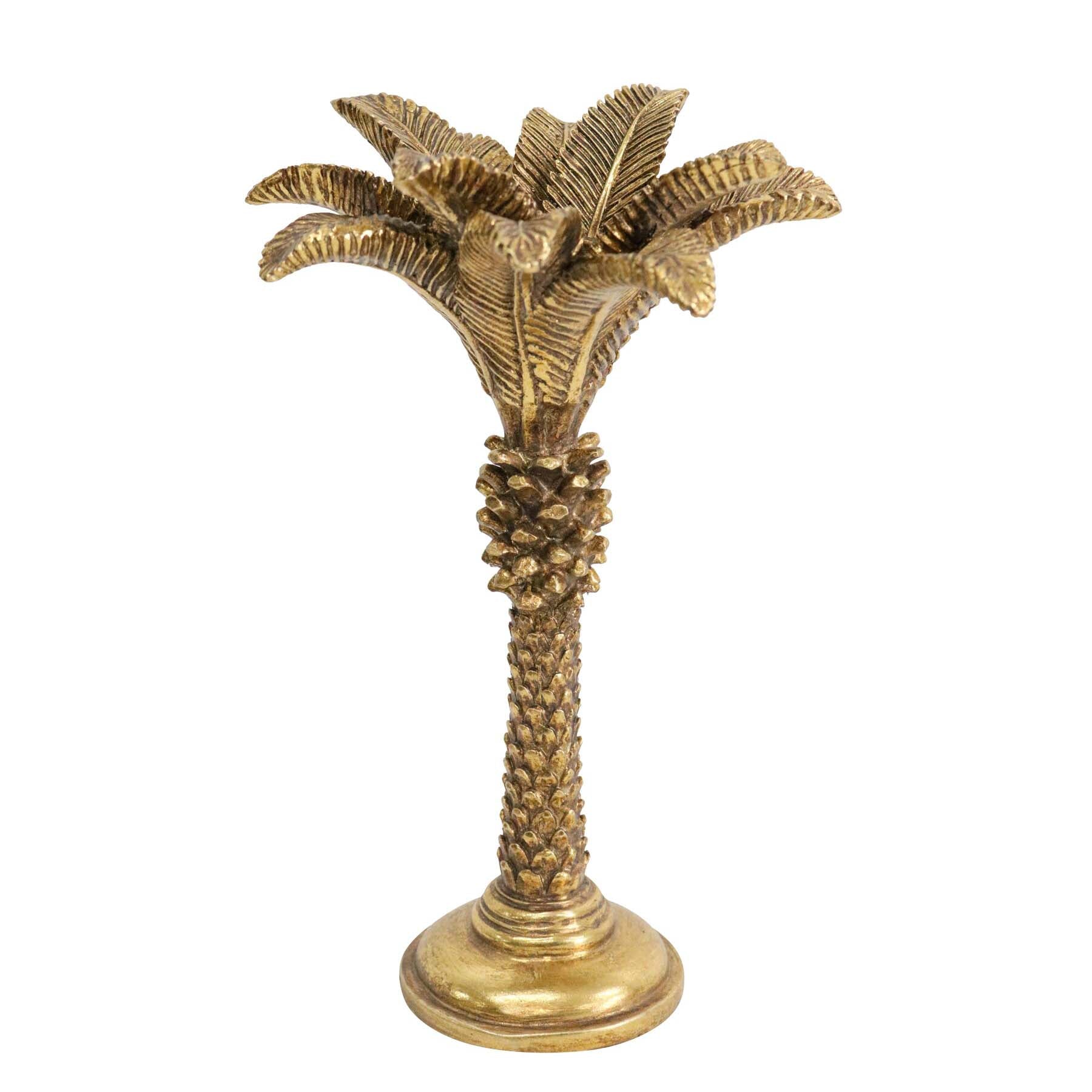 Queen Palm Candle Holder - Large Resin Tropical Design