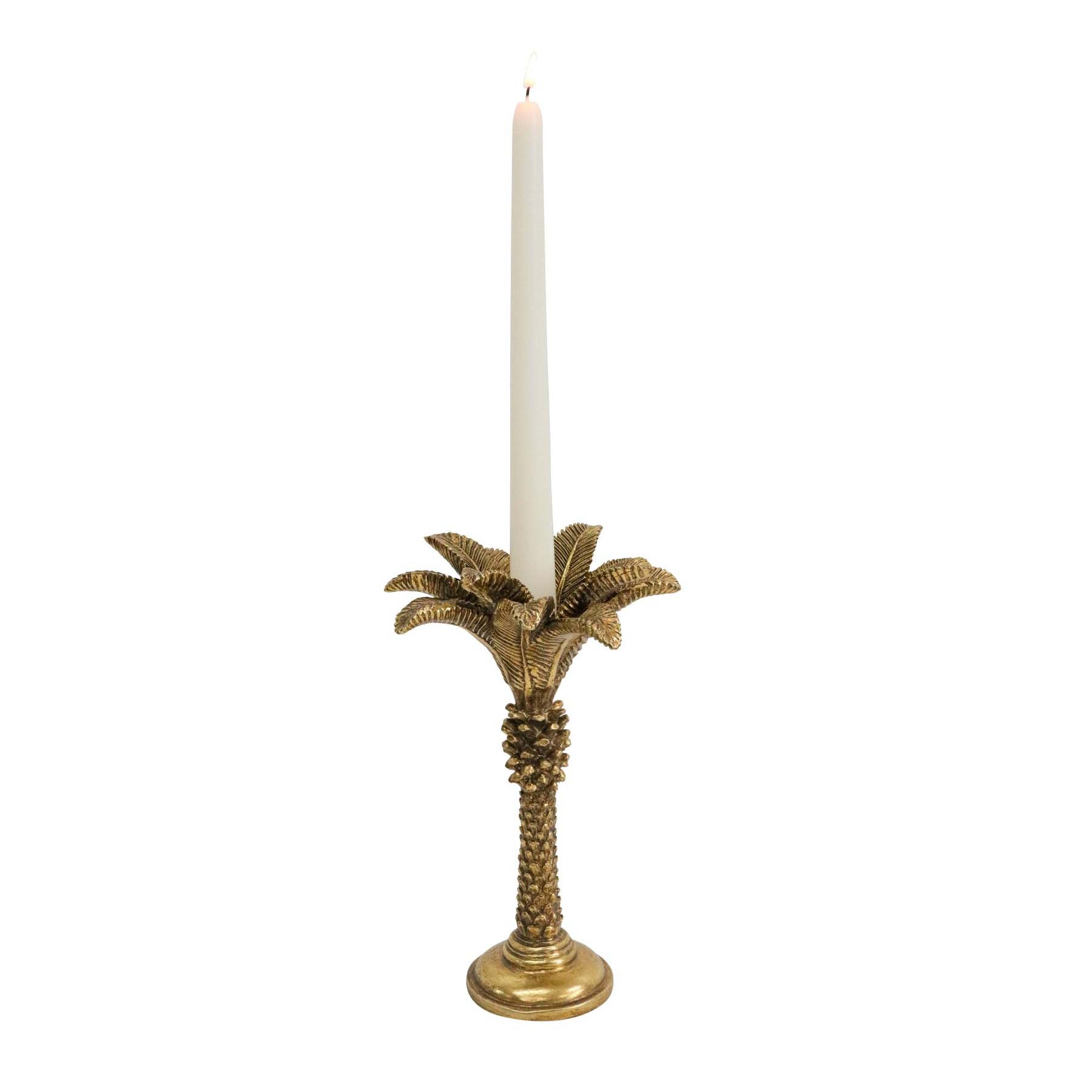 Queen Palm Candle Holder - Large Resin Tropical Design