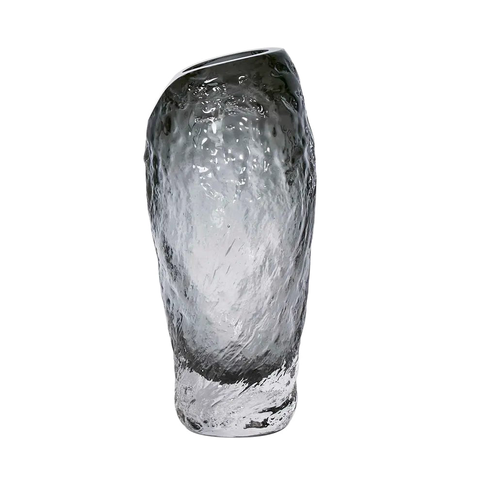 Rook Large Smoke Glass Vase Decorative Accent 32cm