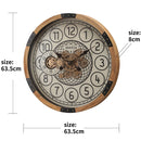 Round Bloomfield Wooden Moving Gear Wall Clock - Natural/Black - Luxury Co