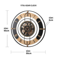 Round Brentwood Country Exposed Gear Movement Wall Clock D90cm - Luxury Co