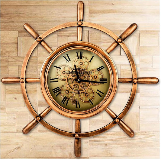 Round Nautical Gear Movement Wall Clock 65cm - Luxury Co