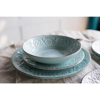 Round Rustic Charm Serving Bowl Aqua - Luxury Co