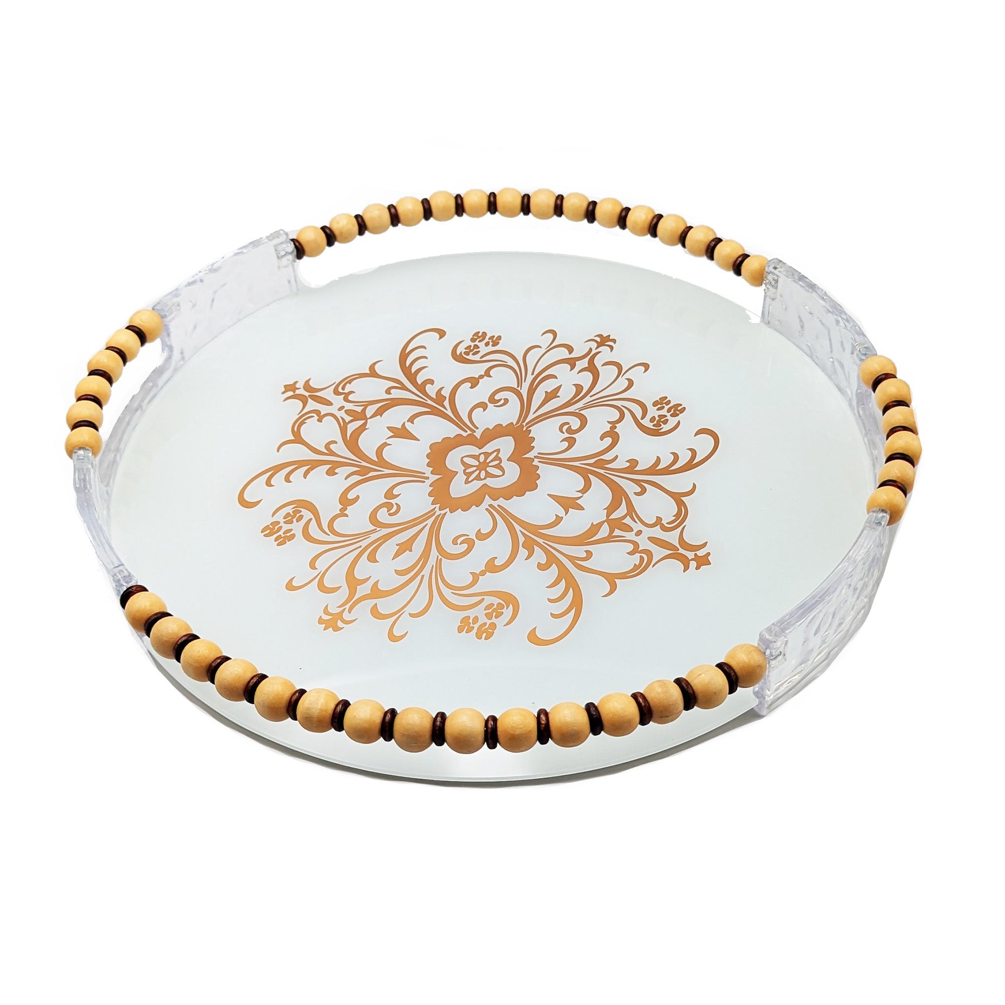 Round Serving Tray With Handles Set - Pack of 2