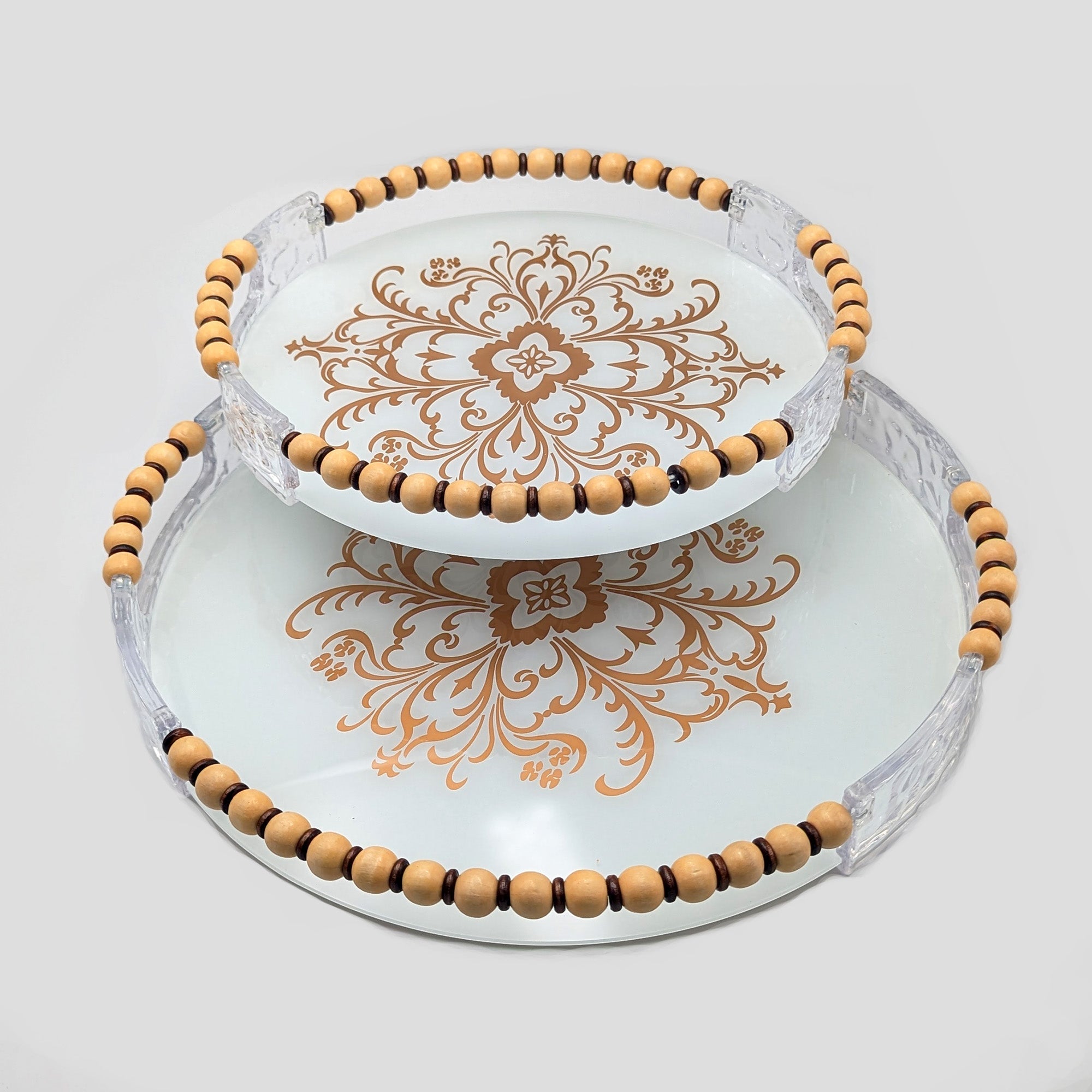 Round Serving Tray With Handles Set - Pack of 2Luxury Co