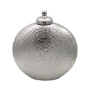 Round Silver Ceramic Lidded Urn 30cm - Luxury Co